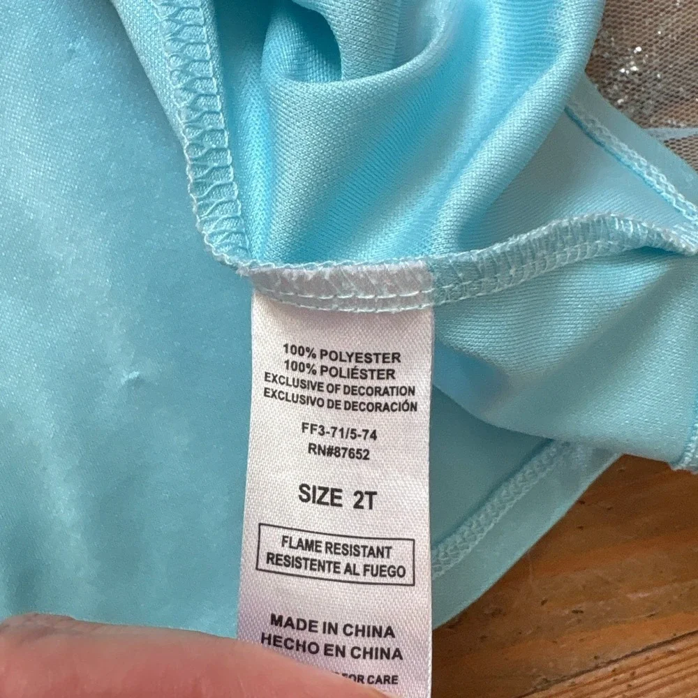 Disney Frozen Elsa Nightgown Kids Blue Excellent Snowflake Glitter SIZE 2T - Picture 5 of 7